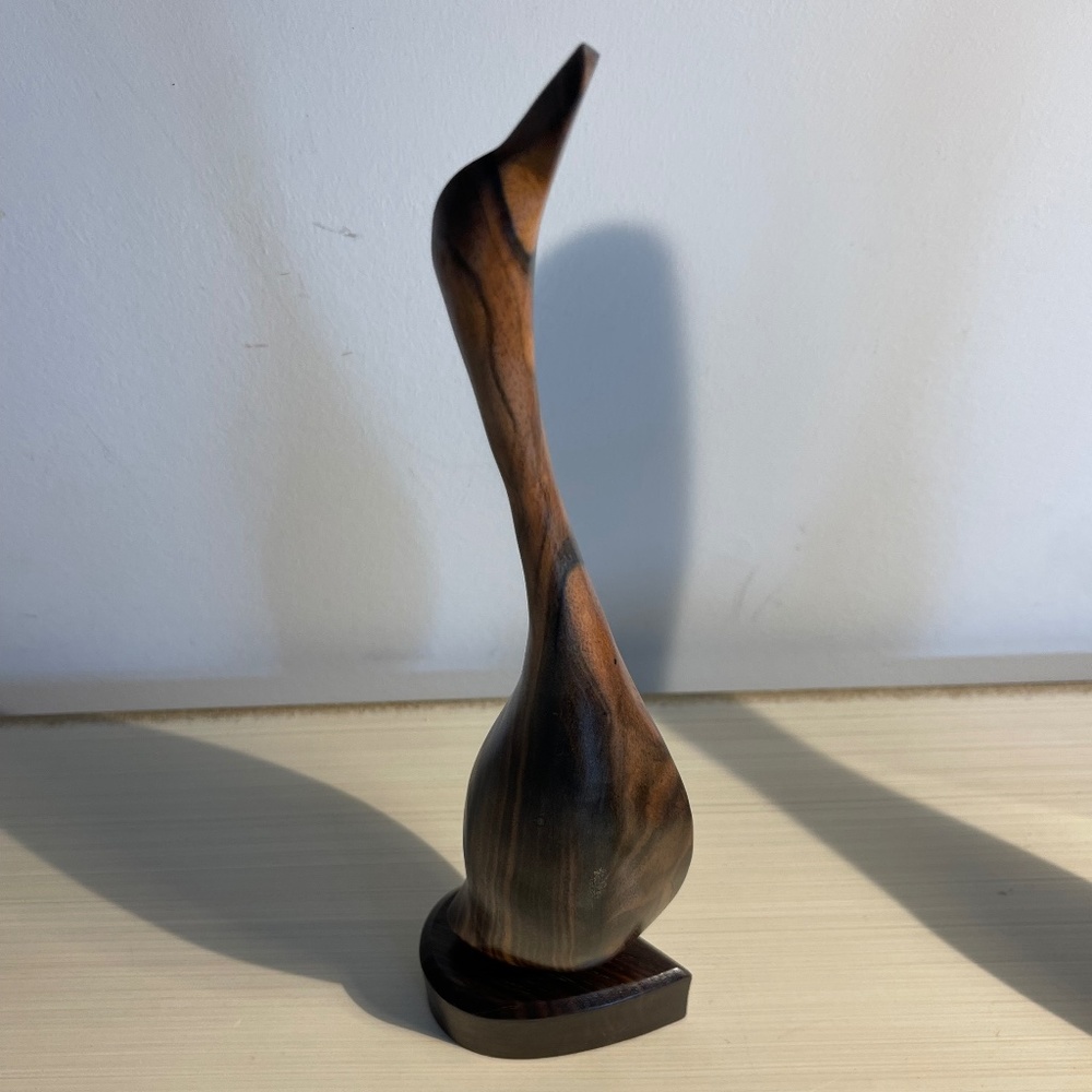 Vintage Hand Carved Kamagong Wooden Bird- Made in the Philippines